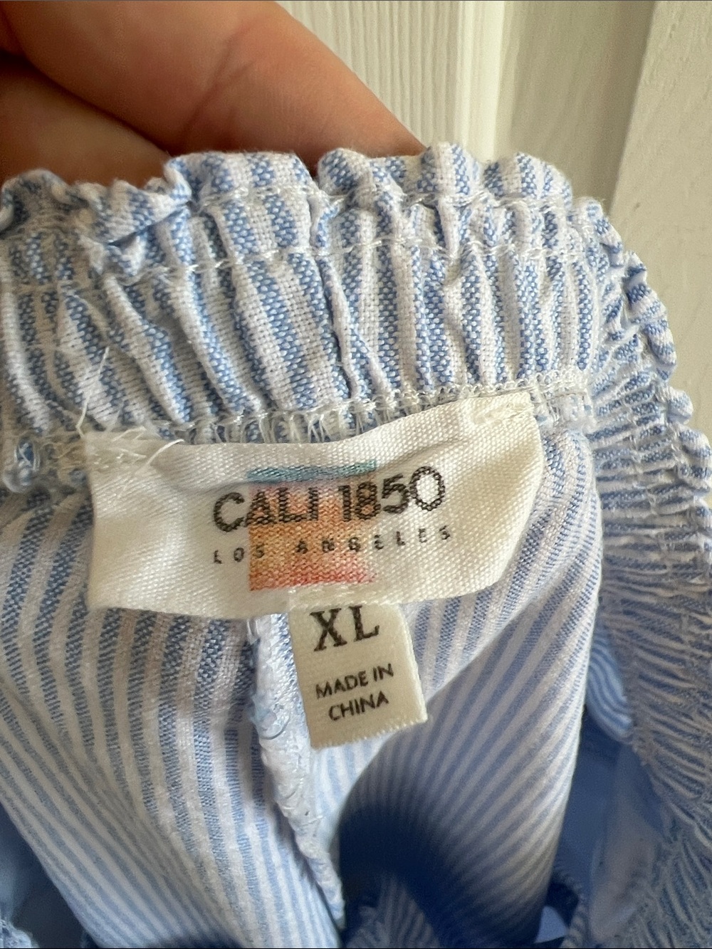 Cali 1850 Striped Side Tie Pull-On Cotton Pants blue & white size XL - Picture 7 of 8